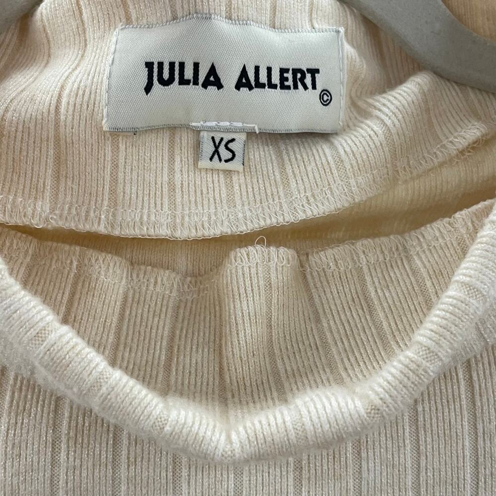 Julia Allert Rib Knit Suit Asymmetric Blouse & Basic Skirt Beige XS - Picture 7 of 16